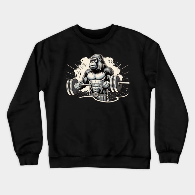 Jungle Gym: Gorilla's Grind Crewneck Sweatshirt by TooplesArt